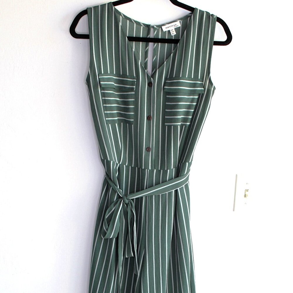 Monteau Green Striped Jumpsuit